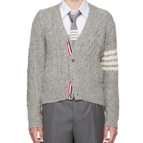 Thom Browne Other - THOM BROWNE Gray 4-Bar Aran Cardigan